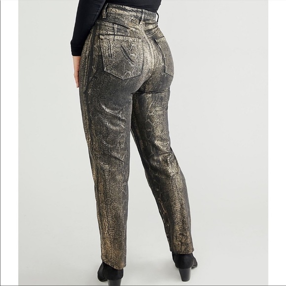 NWT Free People Crvy Georgine Foul Snakeskin High Rise Jeans - Picture 4 of 11